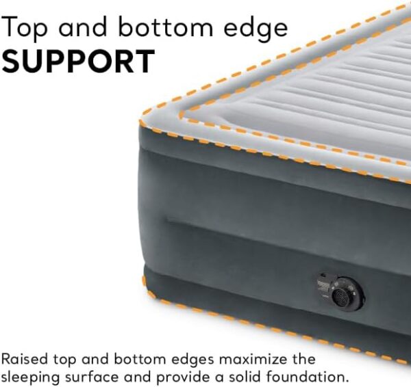 Intex 64417ED 22in Queen Dura-Beam Comfort Plush High-Rise Inflatable Air Mattress with Built in Pump for Travel and Camping, 600lb Weight Capacity - Image 6