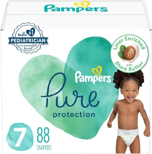 Pampers Pure Protection Baby Diapers, Size 5 (27+ lbs), 132 Count, Up to 100% Leakproof, Premium Plant-based Skin Protection, Hypoallergenic Soft Diapers - Image 41