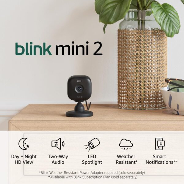 Blink Mini 2 (Newest Model) u2014 Home Security & Pet Camera(s) with HD video, color night view, motion detection, two-way audio, and built-in spotlight u2014 1 camera (White) - Image 7