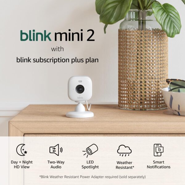 Blink Mini 2 (Newest Model) u2014 Home Security & Pet Camera(s) with HD video, color night view, motion detection, two-way audio, and built-in spotlight u2014 1 camera (White) - Image 10