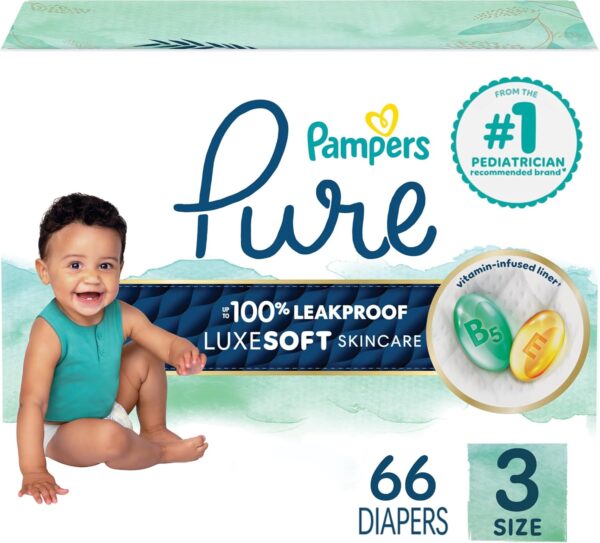 Pampers Pure Protection Baby Diapers, Size 5 (27+ lbs), 132 Count, Up to 100% Leakproof, Premium Plant-based Skin Protection, Hypoallergenic Soft Diapers - Image 33