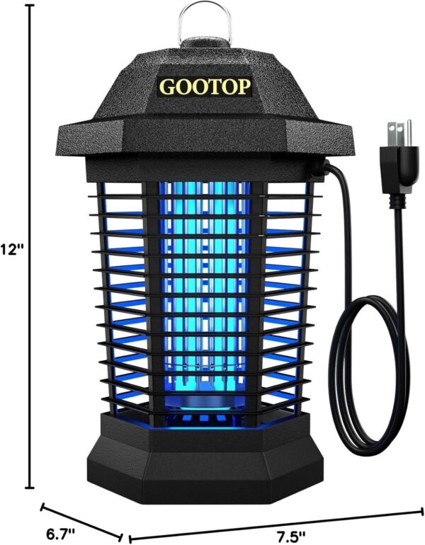 GOOTOP Bug Zapper Outdoor, Mosquito Zapper, Electric Fly Zapper, Mosquito Killer, Fly Traps, 3 Prong Plug, Flying Insects Zapper Indoor Outdoor 90-130V, 4200V, ABS Plastic Outer (Black) - Image 2