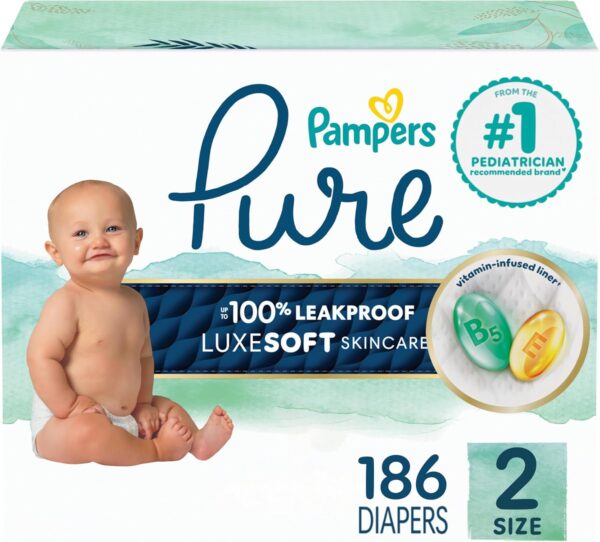 Pampers Pure Protection Baby Diapers, Size 5 (27+ lbs), 132 Count, Up to 100% Leakproof, Premium Plant-based Skin Protection, Hypoallergenic Soft Diapers - Image 16