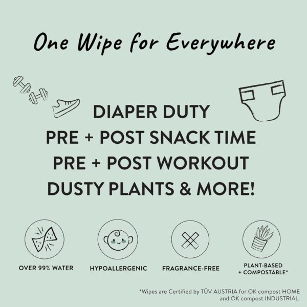 The Honest Company Clean Conscious Multi-Use Wipes | Hypoallergenic + Unscented for Sensitive Skin | Over 99% Water, Compostable, Plant Based, Baby Wipes | Pattern Play, 720 Count - Image 3