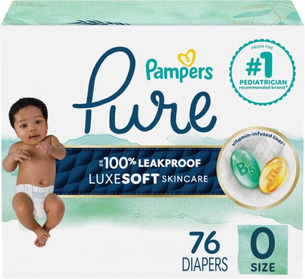 Pampers Pure Protection Baby Diapers, Size 5 (27+ lbs), 132 Count, Up to 100% Leakproof, Premium Plant-based Skin Protection, Hypoallergenic Soft Diapers - Image 26