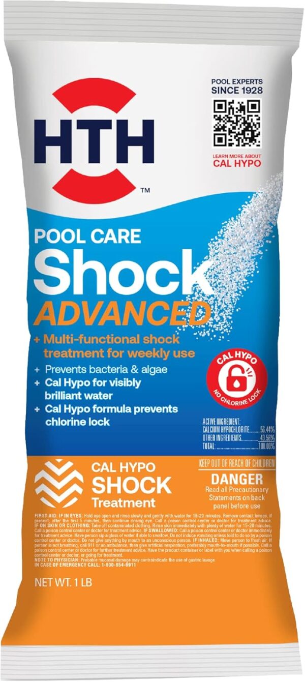 HTH 52037R Pool Care Shock Advanced, Swimming Pool Chemical - Cal Hypo Formula, Prevents Bacteria & Algae, Restores Crystal Clear Water - Shock Treatment, 1lb (12 Pack) - Image 10