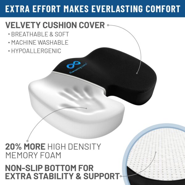 Everlasting Comfort Doctor Recommended Memory Foam Seat Cushion for Office Chairs & Car Seat - Ergonomic Office Desk Accessories for Tailbone Pain Relief, Sciatica & Back Support - Image 8