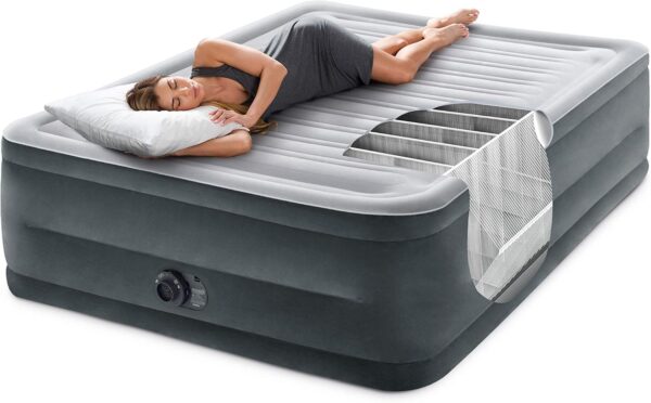 Intex 64417ED 22in Queen Dura-Beam Comfort Plush High-Rise Inflatable Air Mattress with Built in Pump for Travel and Camping, 600lb Weight Capacity - Image 14