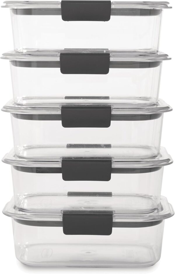 Rubbermaid Brilliance Food Storage Containers BPA Free Airtight Lids Ideal for Lunch Meal Prep & Leftovers Set of 5 (3.2 Cup) - Image 3