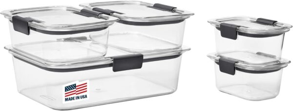 Rubbermaid Brilliance Food Storage Containers BPA Free Airtight Lids Ideal for Lunch Meal Prep & Leftovers Set of 5 (3.2 Cup) - Image 10