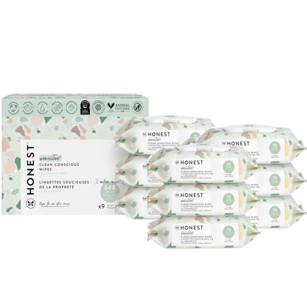 The Honest Company Clean Conscious Multi-Use Wipes | Hypoallergenic + Unscented for Sensitive Skin | Over 99% Water, Compostable, Plant Based, Baby Wipes | Pattern Play, 720 Count - Image 24