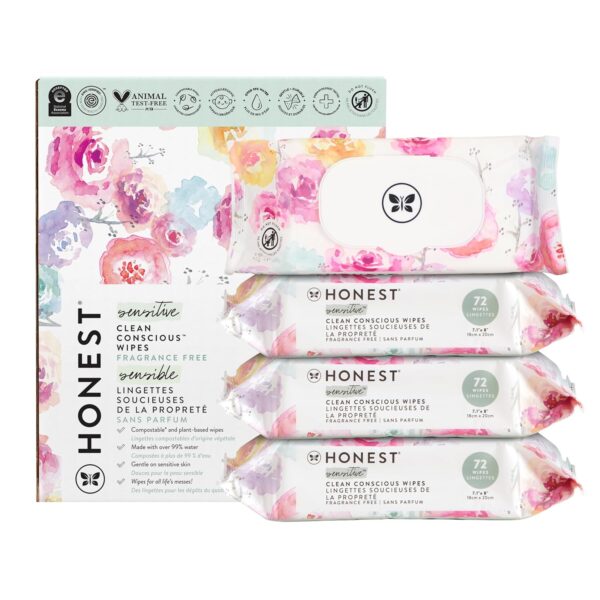 The Honest Company Clean Conscious Multi-Use Wipes | Hypoallergenic + Unscented for Sensitive Skin | Over 99% Water, Compostable, Plant Based, Baby Wipes | Pattern Play, 720 Count - Image 12