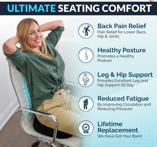 ComfiLife Premium Gel & Memory Foam Seat Cushion u2013 Doctor Recommended Office Chair Cushion, Car Seat Cushion u2013 Chair Cushions for Back & Sciatica Pain Relief u2013 Seat Cushions for Office & Desk (Black) - Image 4