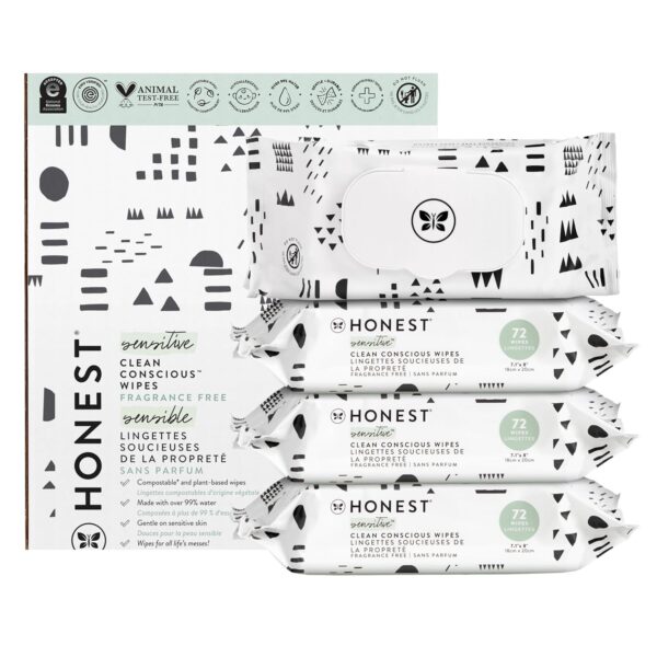 The Honest Company Clean Conscious Multi-Use Wipes | Hypoallergenic + Unscented for Sensitive Skin | Over 99% Water, Compostable, Plant Based, Baby Wipes | Pattern Play, 720 Count - Image 19