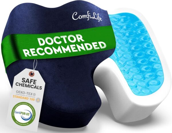 ComfiLife Premium Gel & Memory Foam Seat Cushion u2013 Doctor Recommended Office Chair Cushion, Car Seat Cushion u2013 Chair Cushions for Back & Sciatica Pain Relief u2013 Seat Cushions for Office & Desk (Black) - Image 11