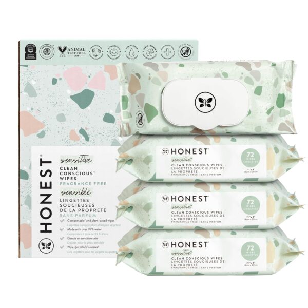 The Honest Company Clean Conscious Multi-Use Wipes | Hypoallergenic + Unscented for Sensitive Skin | Over 99% Water, Compostable, Plant Based, Baby Wipes | Pattern Play, 720 Count - Image 17
