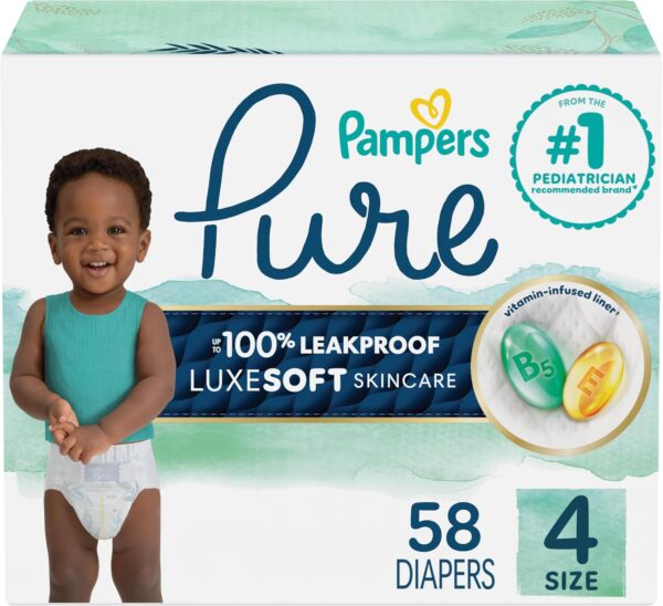 Pampers Pure Protection Baby Diapers, Size 5 (27+ lbs), 132 Count, Up to 100% Leakproof, Premium Plant-based Skin Protection, Hypoallergenic Soft Diapers - Image 19