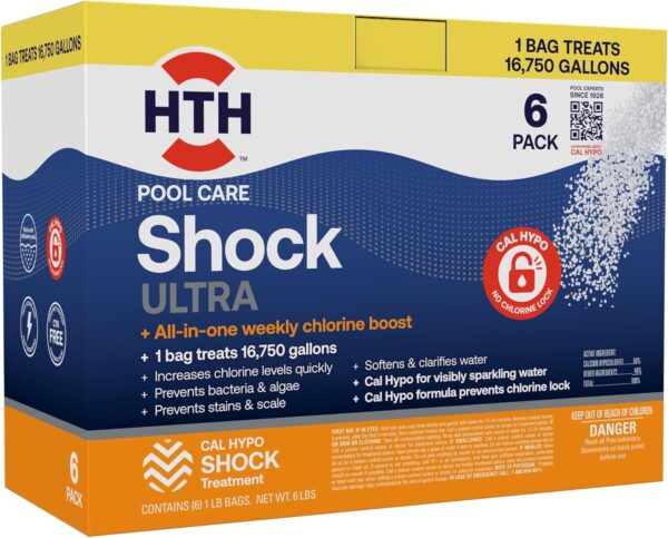 HTH 52037R Pool Care Shock Advanced, Swimming Pool Chemical - Cal Hypo Formula, Prevents Bacteria & Algae, Restores Crystal Clear Water - Shock Treatment, 1lb (12 Pack) - Image 8
