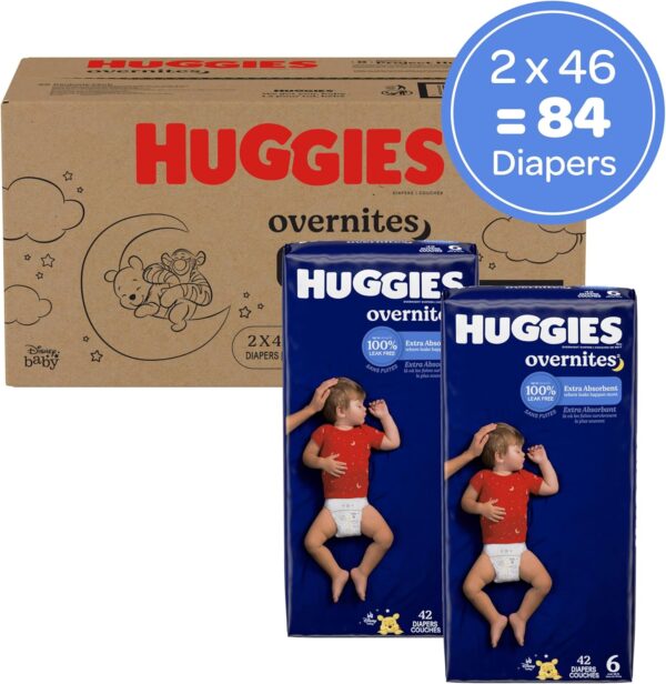 Huggies Size 6 Overnites Baby Diapers: Overnight Diapers, Size 6 (35+ lbs), 84 Ct (2 Packs of 42), Packaging May Vary - Image 2