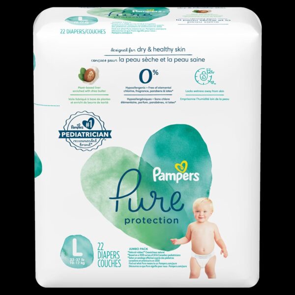 Pampers Pure Protection Baby Diapers, Size 5 (27+ lbs), 132 Count, Up to 100% Leakproof, Premium Plant-based Skin Protection, Hypoallergenic Soft Diapers - Image 42