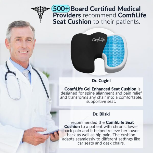 ComfiLife Premium Gel & Memory Foam Seat Cushion u2013 Doctor Recommended Office Chair Cushion, Car Seat Cushion u2013 Chair Cushions for Back & Sciatica Pain Relief u2013 Seat Cushions for Office & Desk (Black) - Image 3