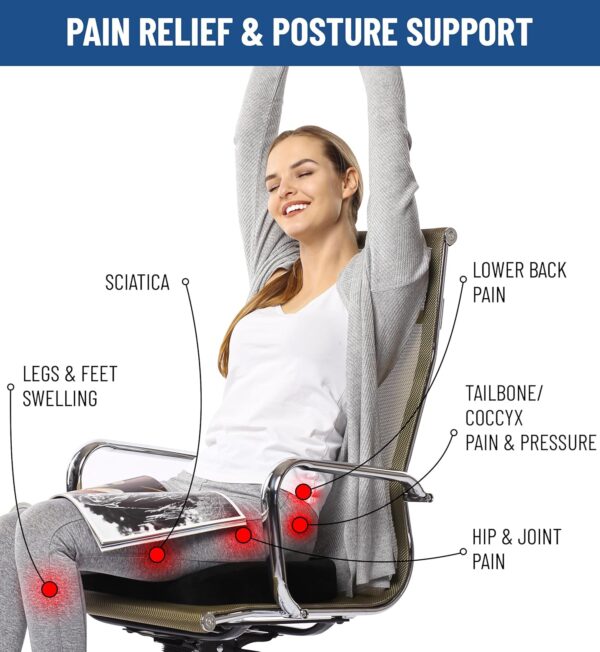 Everlasting Comfort Doctor Recommended Memory Foam Seat Cushion for Office Chairs & Car Seat - Ergonomic Office Desk Accessories for Tailbone Pain Relief, Sciatica & Back Support - Image 7