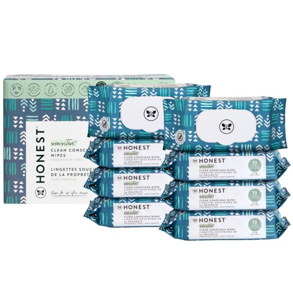 The Honest Company Clean Conscious Multi-Use Wipes | Hypoallergenic + Unscented for Sensitive Skin | Over 99% Water, Compostable, Plant Based, Baby Wipes | Pattern Play, 720 Count - Image 25