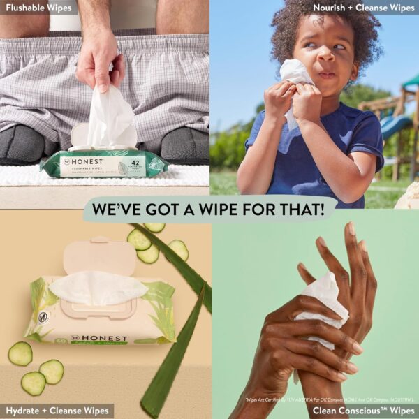 The Honest Company Clean Conscious Multi-Use Wipes | Hypoallergenic + Unscented for Sensitive Skin | Over 99% Water, Compostable, Plant Based, Baby Wipes | Pattern Play, 720 Count - Image 5