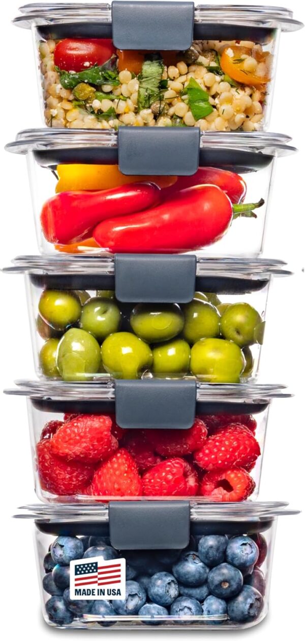 Rubbermaid Brilliance Food Storage Containers BPA Free Airtight Lids Ideal for Lunch Meal Prep & Leftovers Set of 5 (3.2 Cup) - Image 11